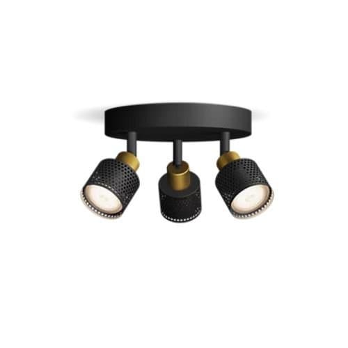 Spot Niall 3xMax.5W GU10 Rotund Negru/Alamă/Metal