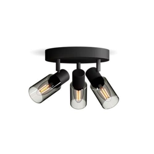 Spot Palms 3xMax.25W E14 Rotund Negru/Sticlă