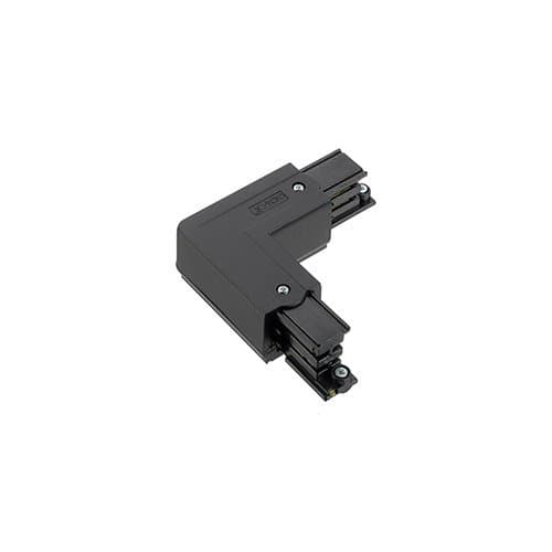 Conector L pentru șină 3C LIGHT4U, negru, cu alimentare pe stânga