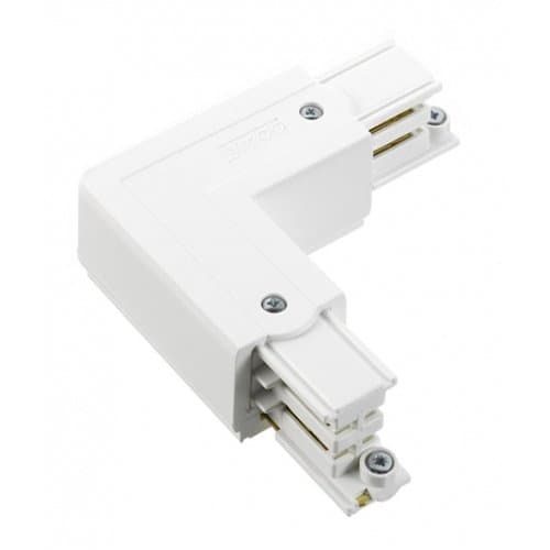 Conector L pentru șină 3C LIGHT4U, alb, cu alimentare pe stânga