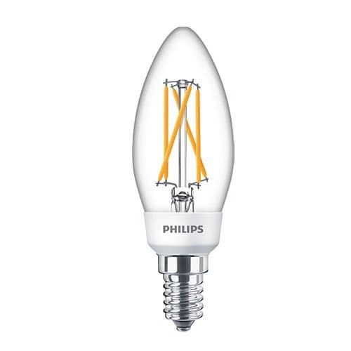 Bec LED Philips tip lumânare, 4 W, lumină caldă reglabilă