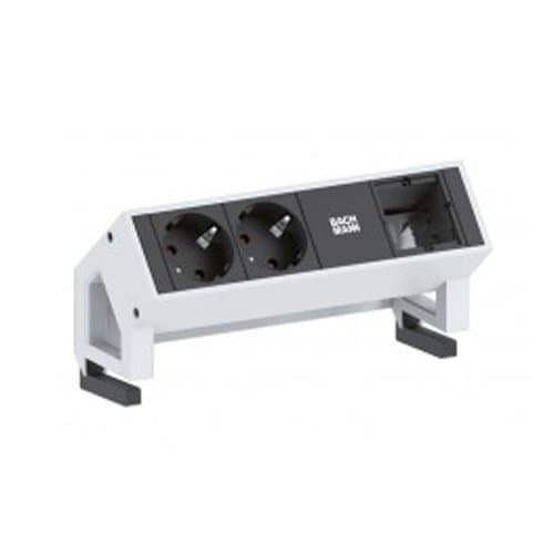 902.403 Desk2 2xPriză schuko, 1xCM, 0.2m GST18, Inox