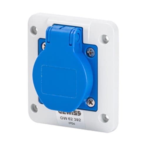 GW62392 Priză Schuko 2P+E 16A 230V 85x75mm, Albastru