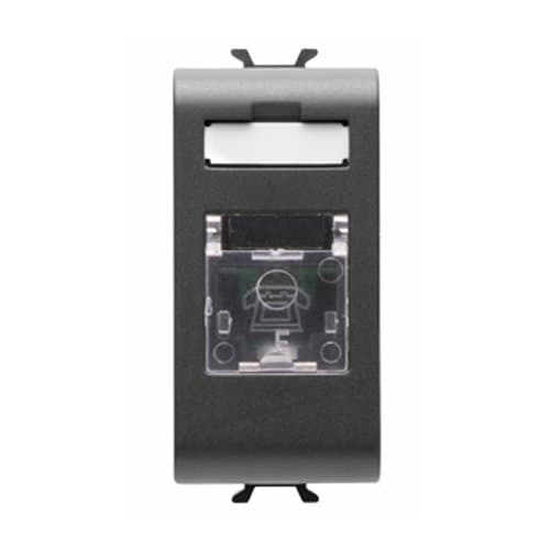 PRZ GW12401 Priză telefon RJ11 1 modul CH/Negru Satin