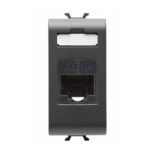 PRZ GW12421 Priză RJ45 UTP cat 5e 1 m CH/Negru Satin