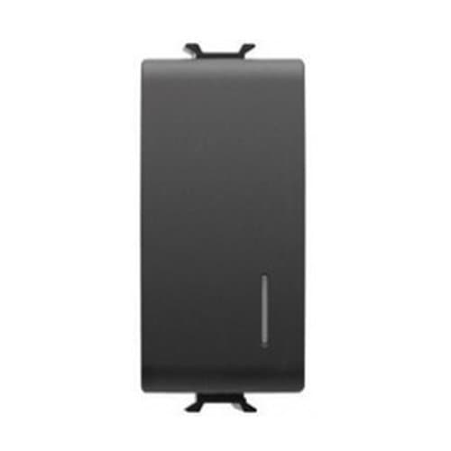 GW12092 Întrerupător cap cruce ilum 1P 1 m CH/Negru Satin