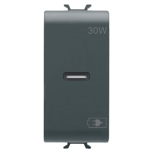 PRZ GW12415 Priză USB C 30W 0.6A 1 modul CH/Negru Satin