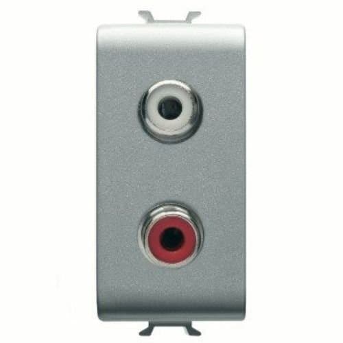 PRZ GW14453 Priză 2xRCA 1modul CH/Gri Titan