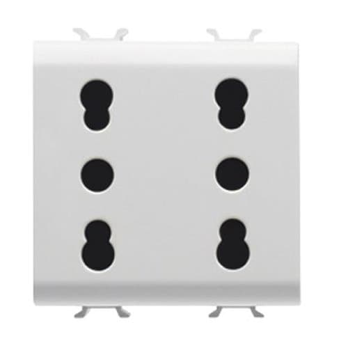 PRZ GW10208 Priză dublă 2P+E 16A P17-11 CH/Alb