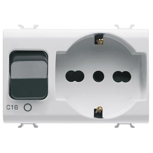 PRZ GW10312 Priză cu interblocare 2P+E 16A 3 module CH/Alb