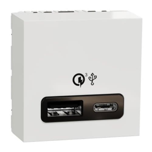 PRZ NU301918 New Unica Priză dublă USB A+C 2 module Alb