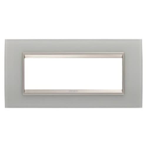 Ramă GEWISS Lux 6 module, CH/Natural, cu sticlă