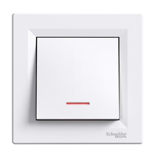 Întrerupător cu LED Schneider Electric Asfora, alb, 1P 10A
