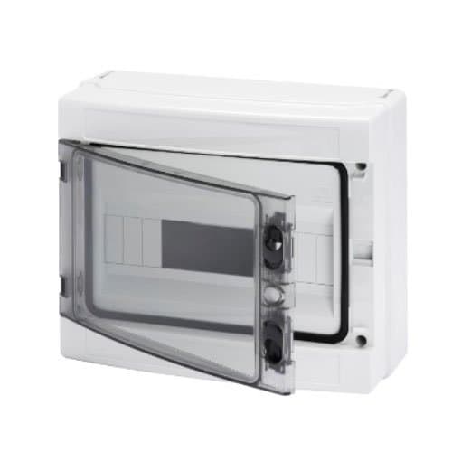 Tablou aplicat GEWISS, 12 module, cu ușă fumurie și protecție IP65