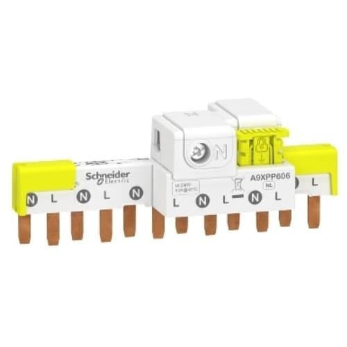 Piepteni cu conectori 3P+N Schneider Electric, 6 module, 18 mm