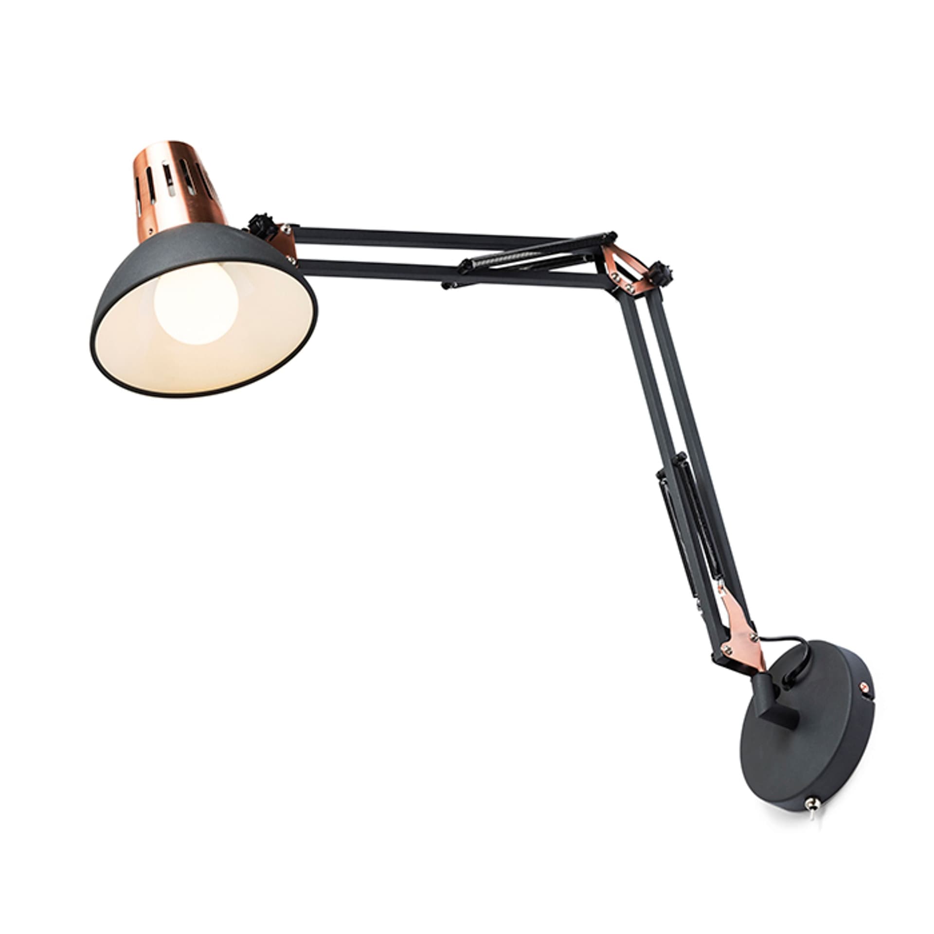 Rendl Ante aplică de perete negru cupru, LED E27 15W, 230V