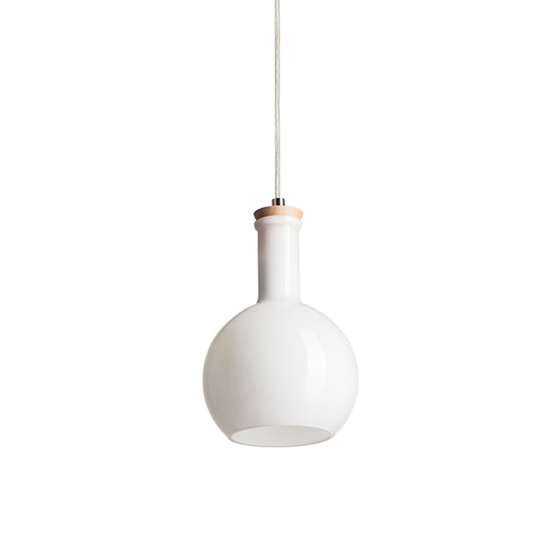 Corp suspendat Rendl Pulire, sticlă opal/lemn/crom, E14, 6W, 230V