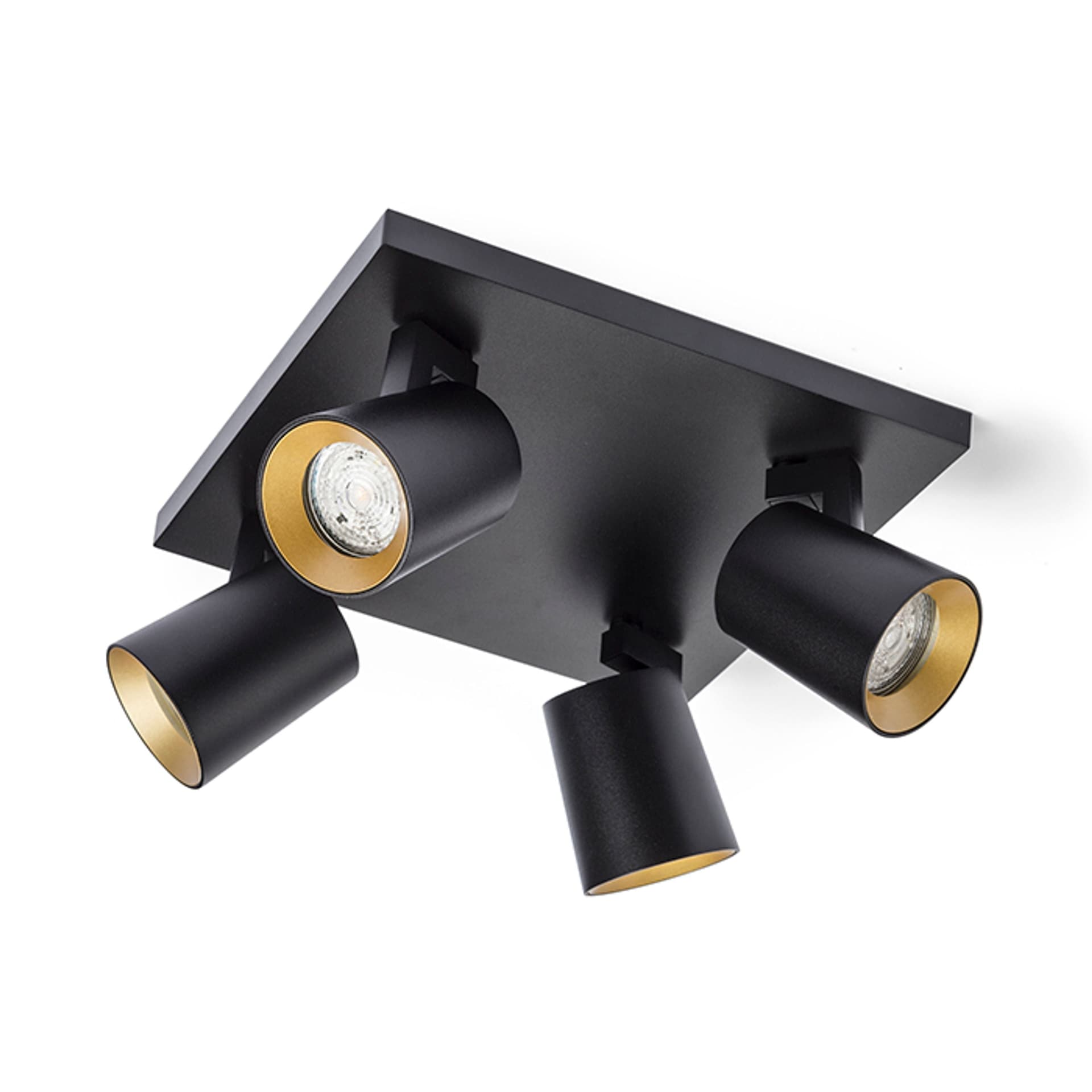 Plafonieră Rendl Kenny IV neagră/aurie, LED GU10, 4x8W, 230V