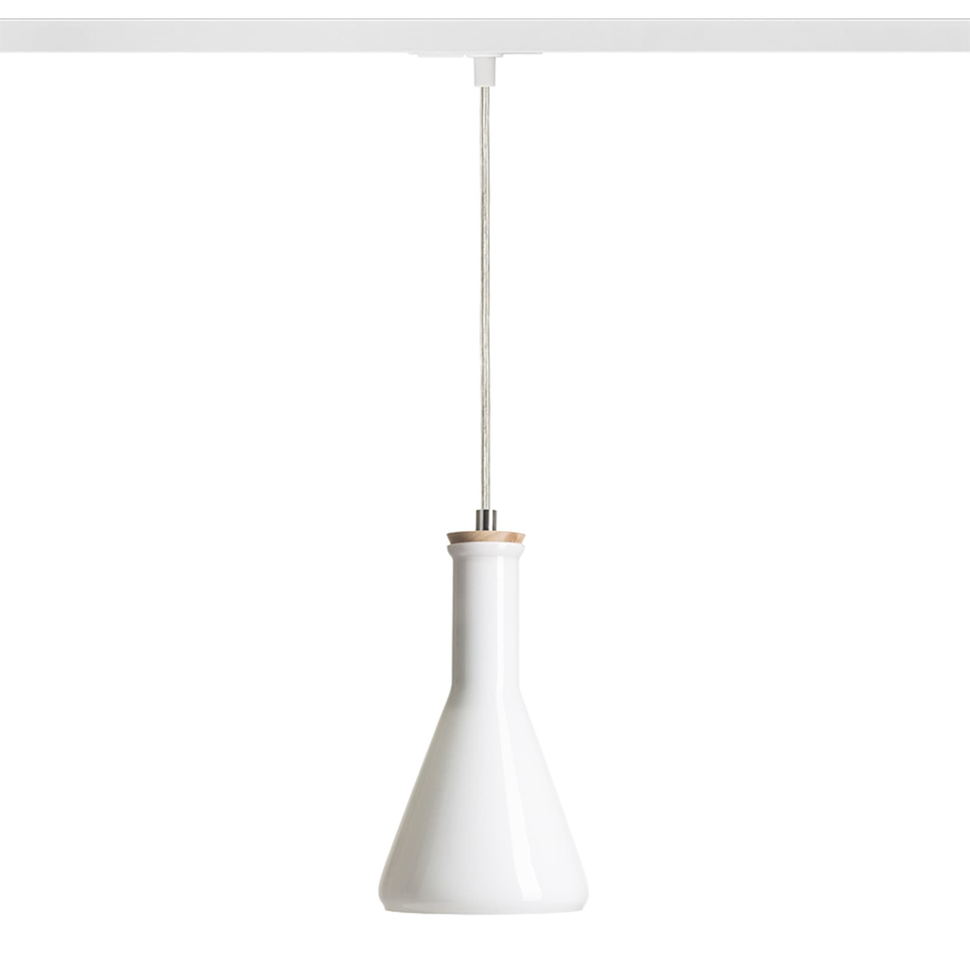 Rendl Pulire CON pentru șină 1-circuit, sticlă opal/lemn, LED E14 6W, 230V