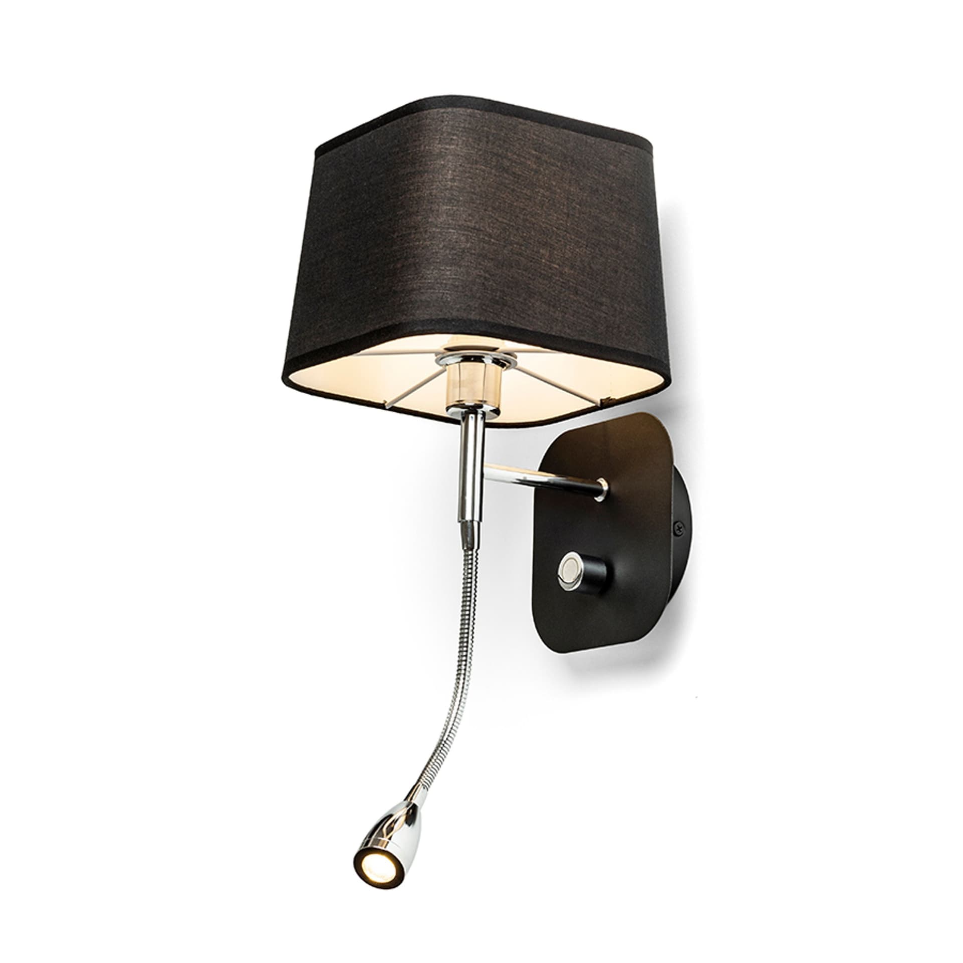 Aplică de perete Rendl Perth negru/crom, LED 7+3W, 3000K, 230V, E14