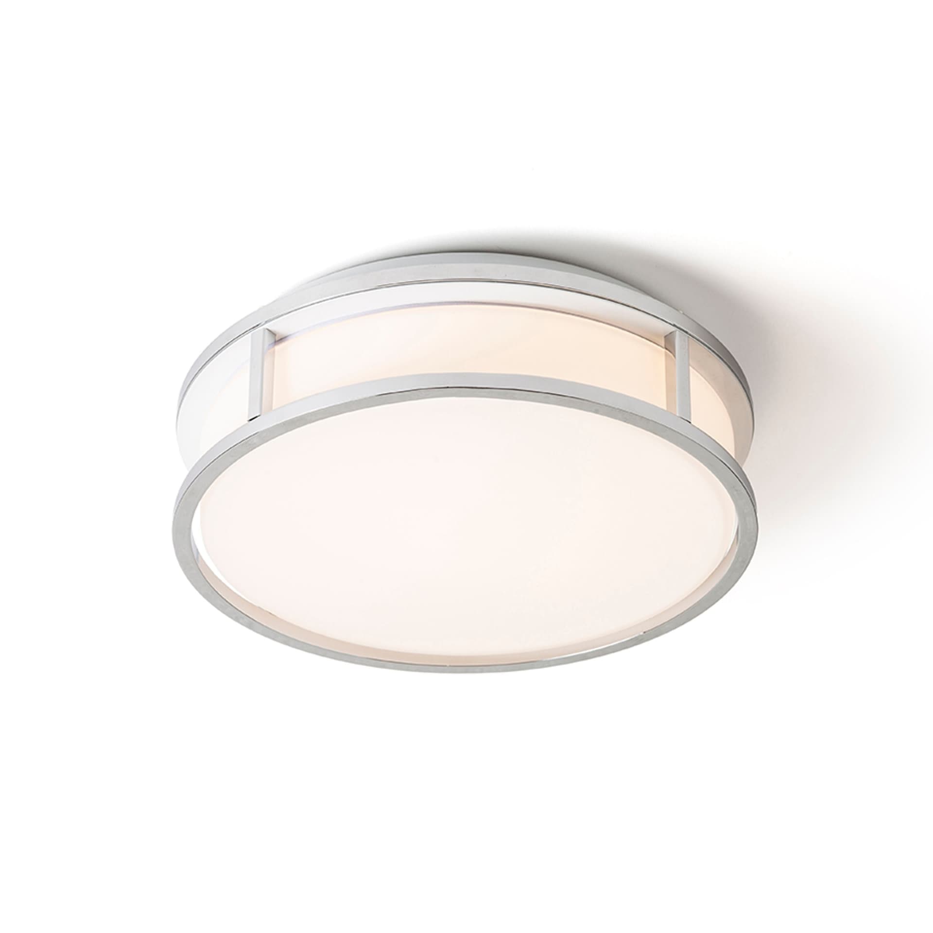 Plafonieră Rendl cu sticlă opal și crom, 12W, lumină caldă