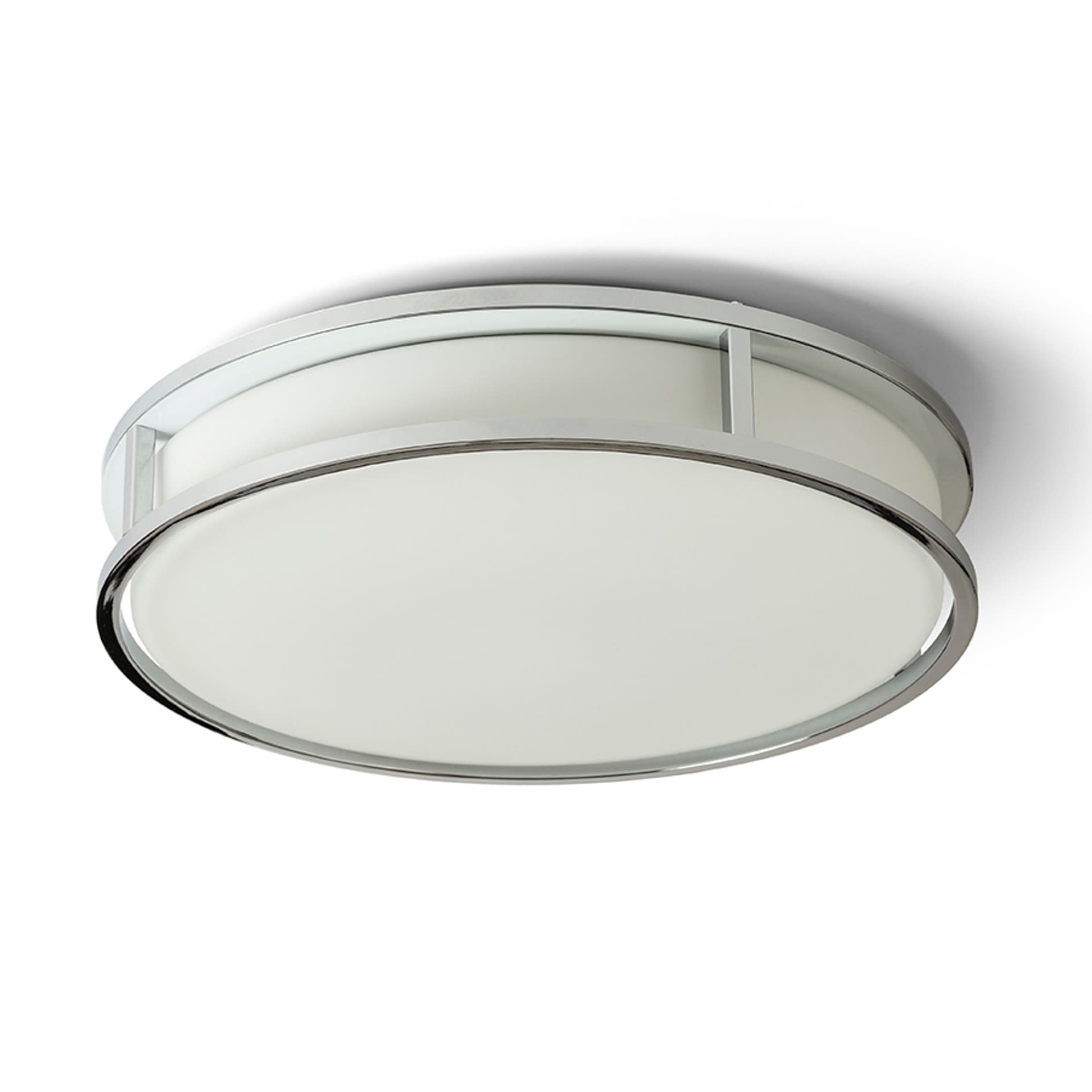 Plafonieră Rendl cu sticlă opal, crom, 24W, lumină caldă