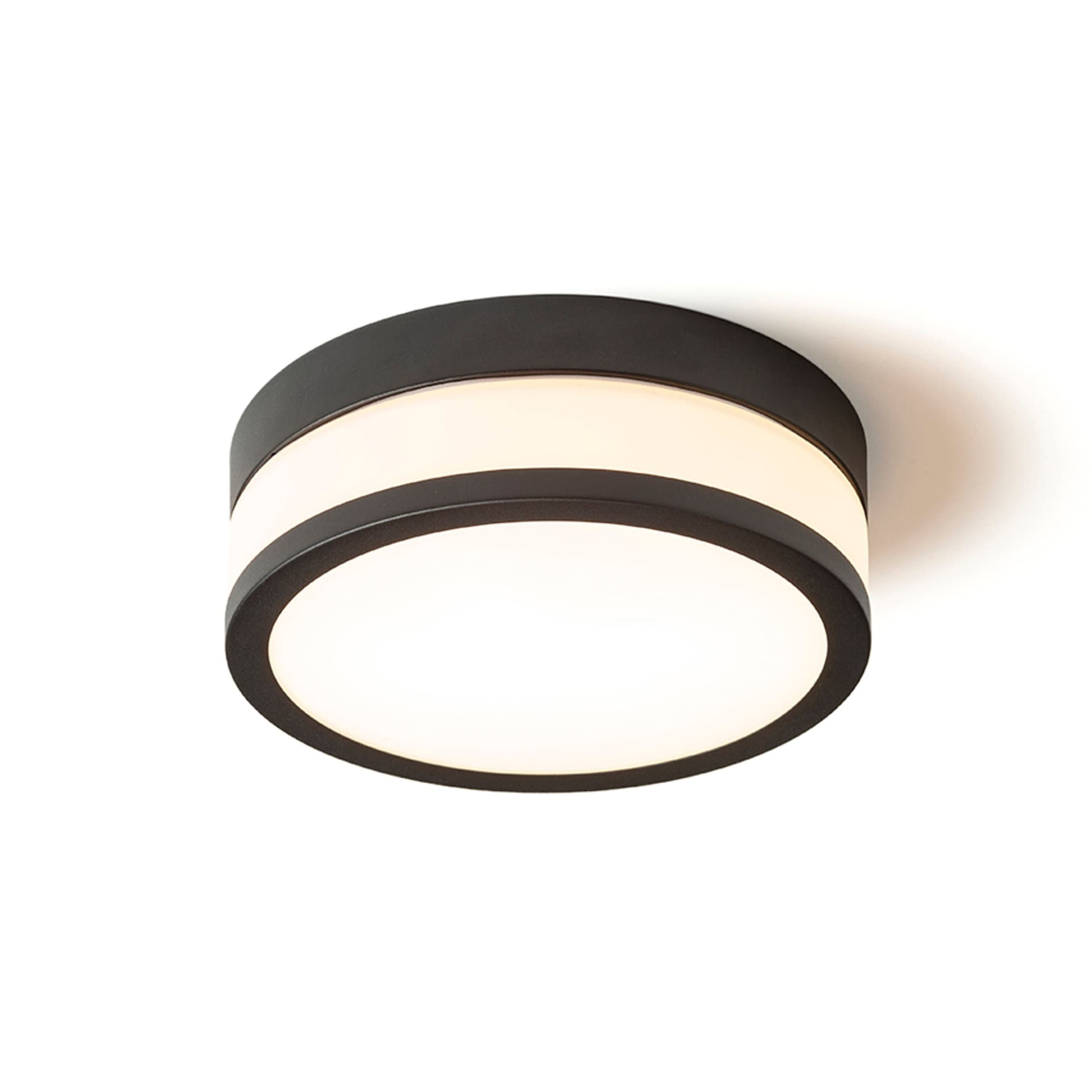 Plafonieră Rendl Cira LED 23, sticlă opal/negru, 12W, IP44, 3000K