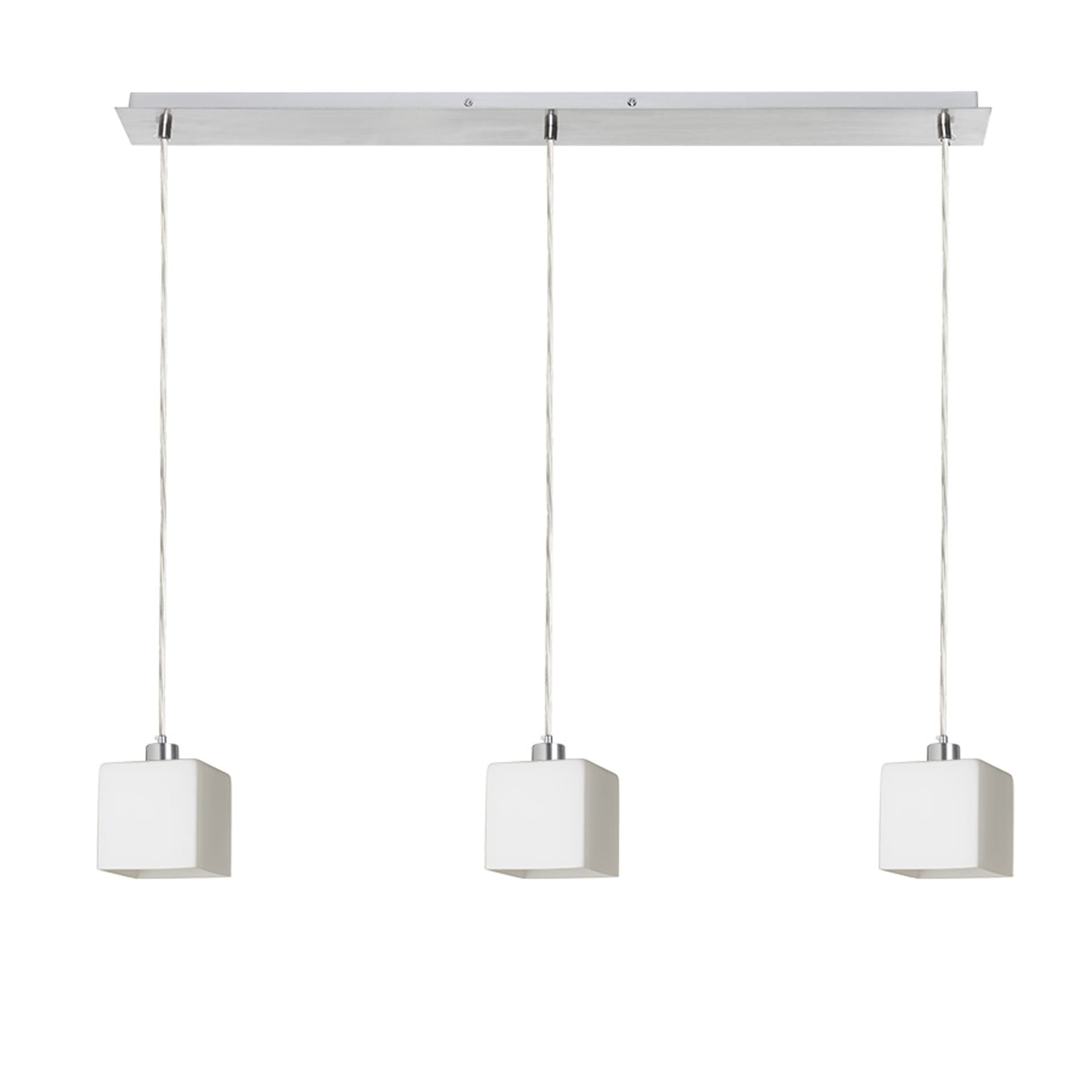 Pendul Rendl cu sticlă opal și crom, 3 surse, 11 W