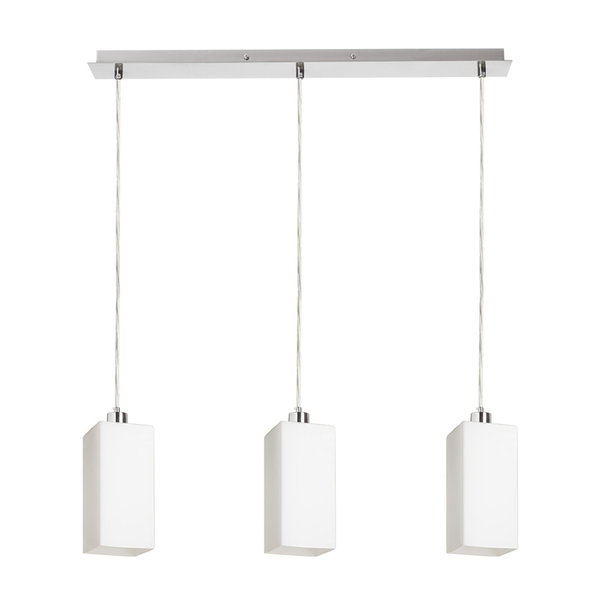 Pendul Rendl cu sticlă opal și nichel mat, 3 surse, 15 W