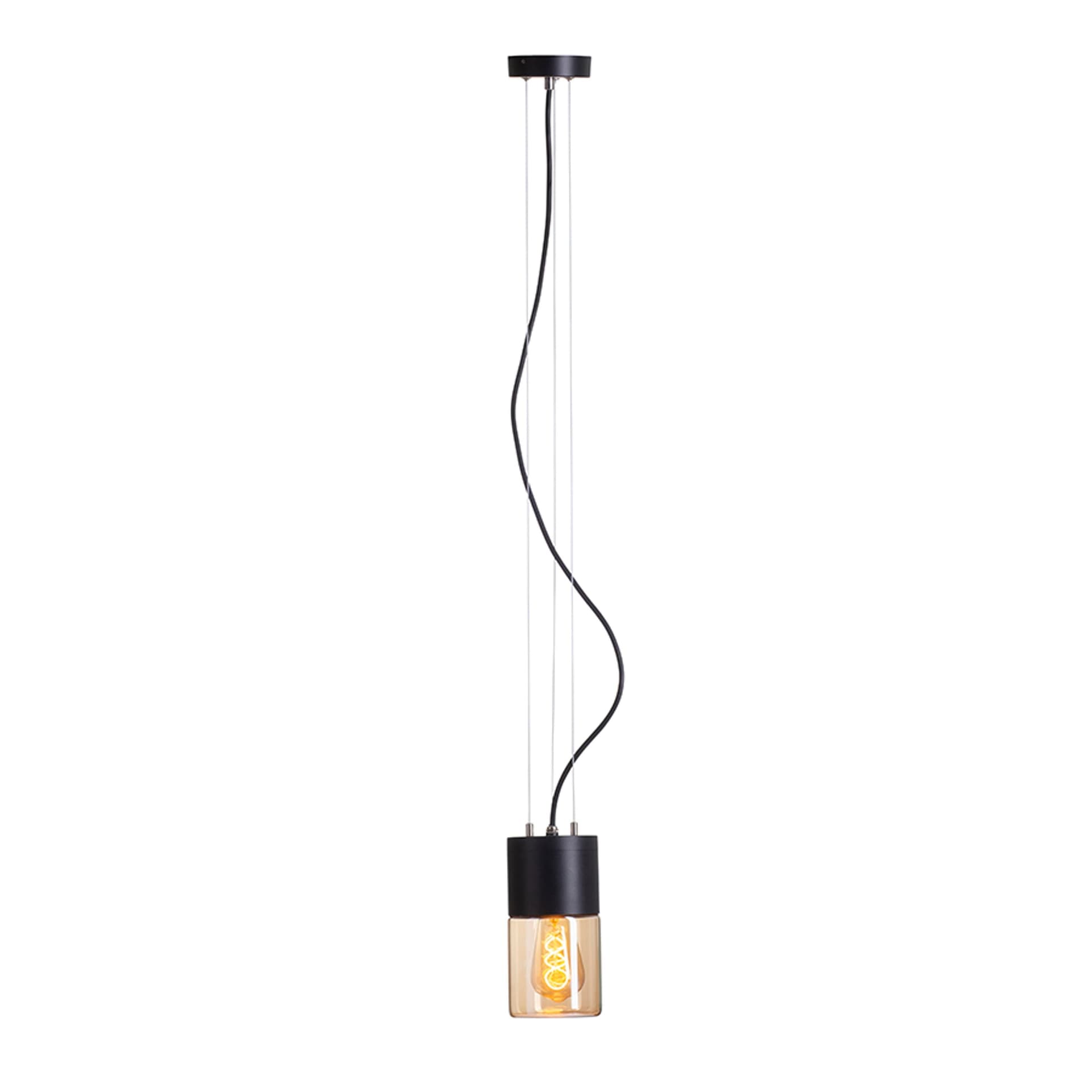 Pendul exterior Rendl, negru cu sticlă chihlimbar, 11W