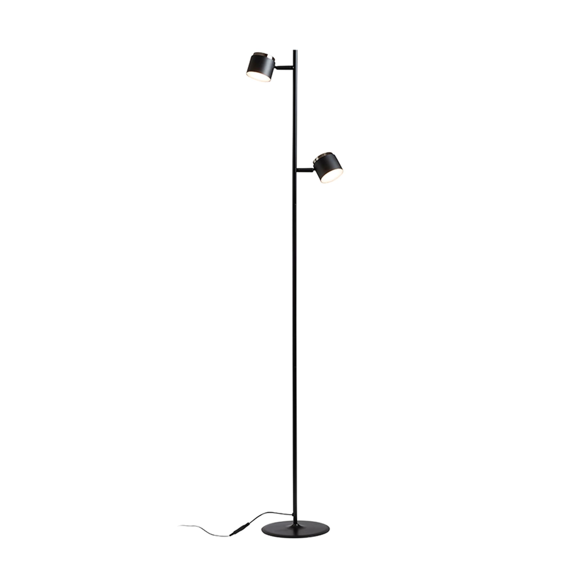 RENDL NOVA II lampă de podea neagră crom/acrilic mat 230V LED 2x3.5W 3000K
