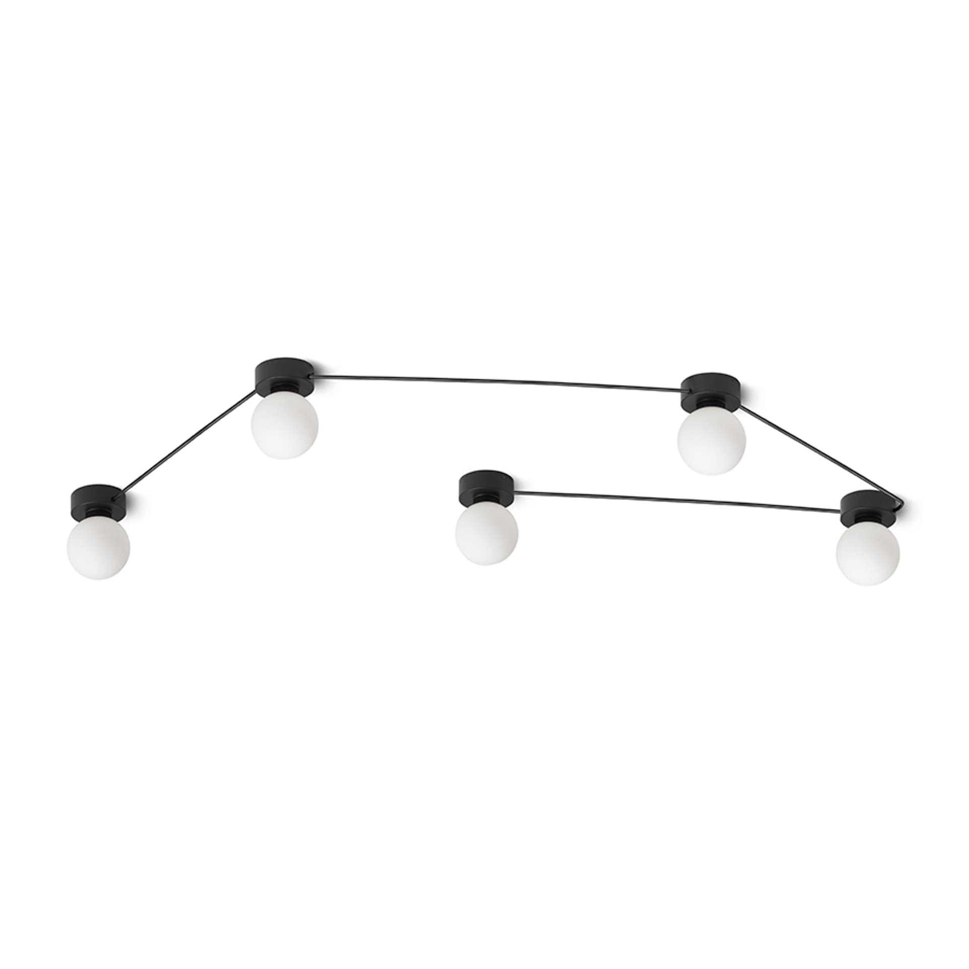 Plafonieră Rendl neagră, sticlă opal, 5x6W