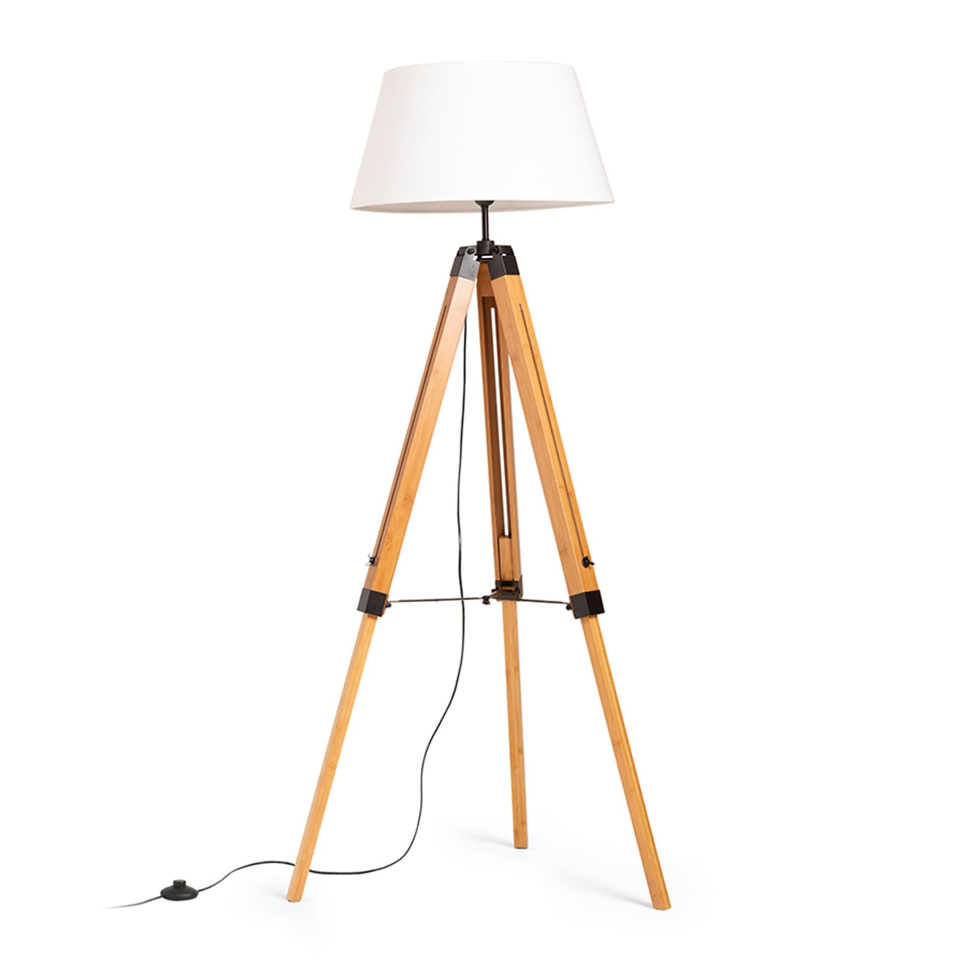 Lampă de podea Rendl Alvis/Ambitus 46 alb bambus/negru 230V E27 15W