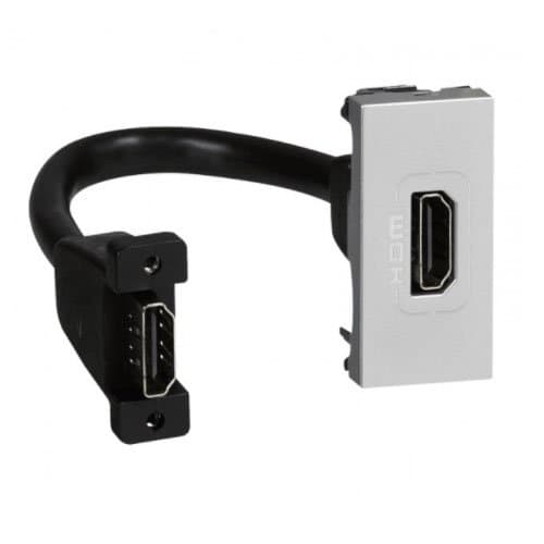 PRZ 079378 Mosaic Priză HDMI precablat 1 modul Aluminiu
