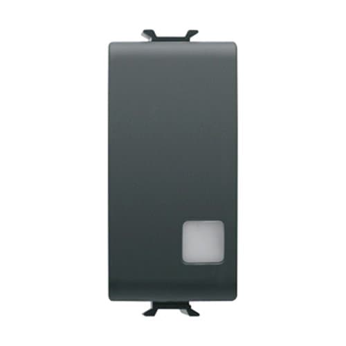GW12133 Buton rev ilum lentilă 1P NO 16A 1 m CH/Negru Satin