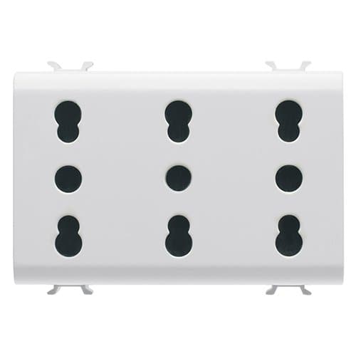 PRZ GW15209 Priză triplă 2P+E 16A P17-11 CH/Alb Satin