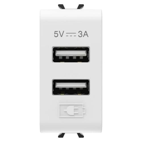 PRZ GW15447 Priză dublă USB A+A 5V 3A 1 modul CH/Alb Satin