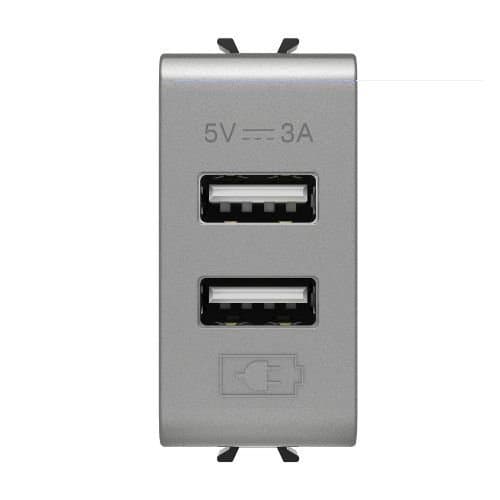 PRZ GW14447 Priză dublă USB A+A 5V 3A 1 modul CH/Gri Titan