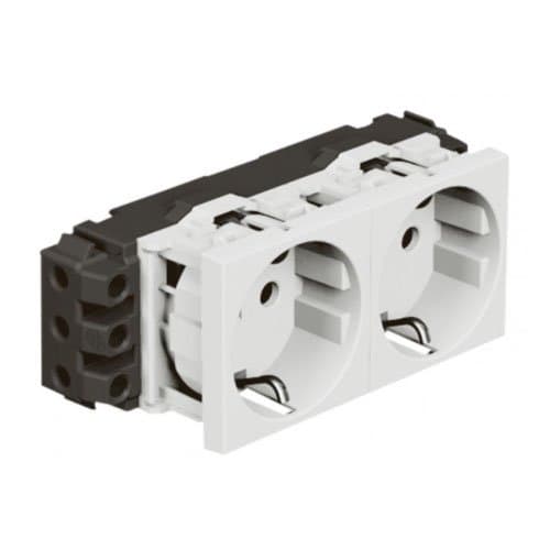 PRZ 077602 Mosaic Priză dublă 2x2P+T 4 module Alb