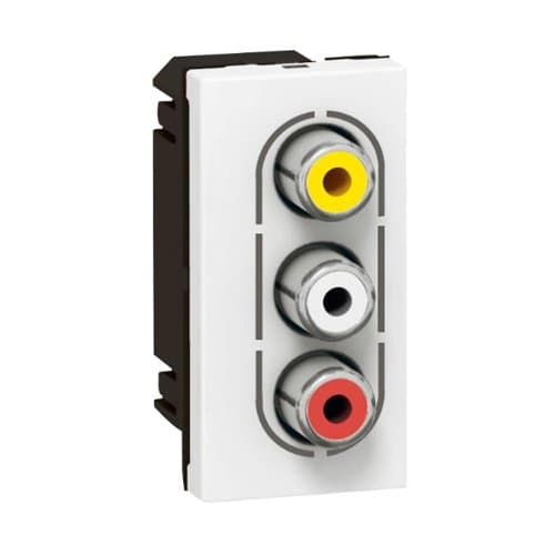 PRZ 078754 Mosaic Priză 3 RCA Audio/Video 1 modul Alb