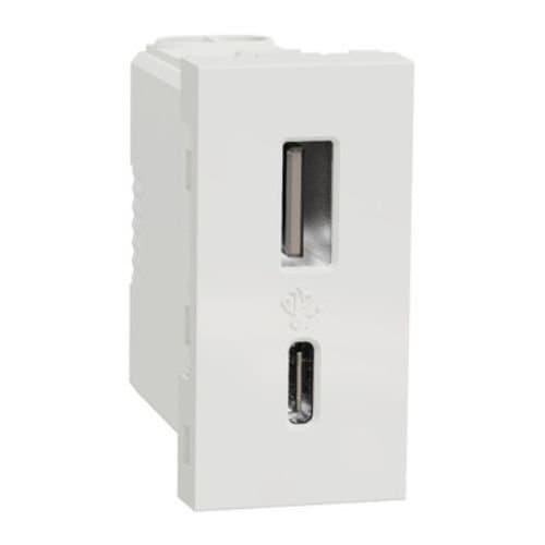 PRZ NU301618 New Unica Priză dublă USB A+C 1 modul Alb
