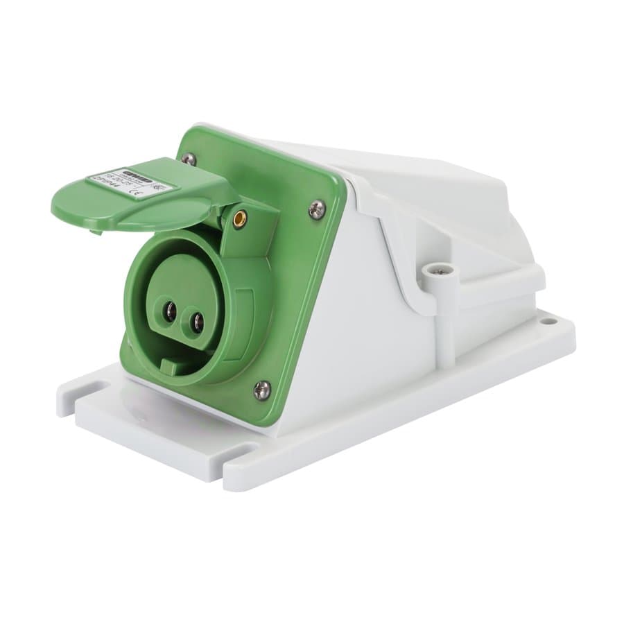 GW62542 Priză ind fixă 90G 2P 16A 24-42V 4h Verde IP44