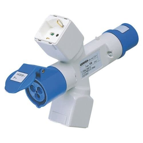 GW64231 Adaptor priză ind 2x2P+E 16A / Priză ind 2P+T 16A