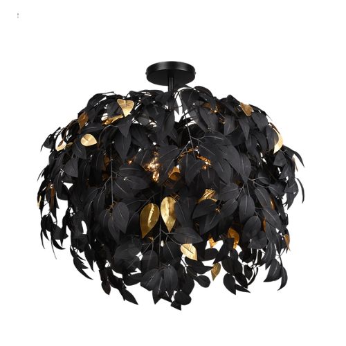 R60463032 Plaf Leavy 3xMax.28W E14 Negru mat/Auriu