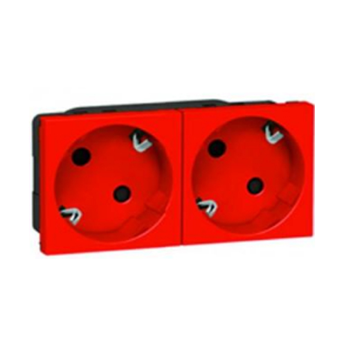 PRZ 077272 Mosaic Priza dubla 2x2P+T 4 module 45D Rosu