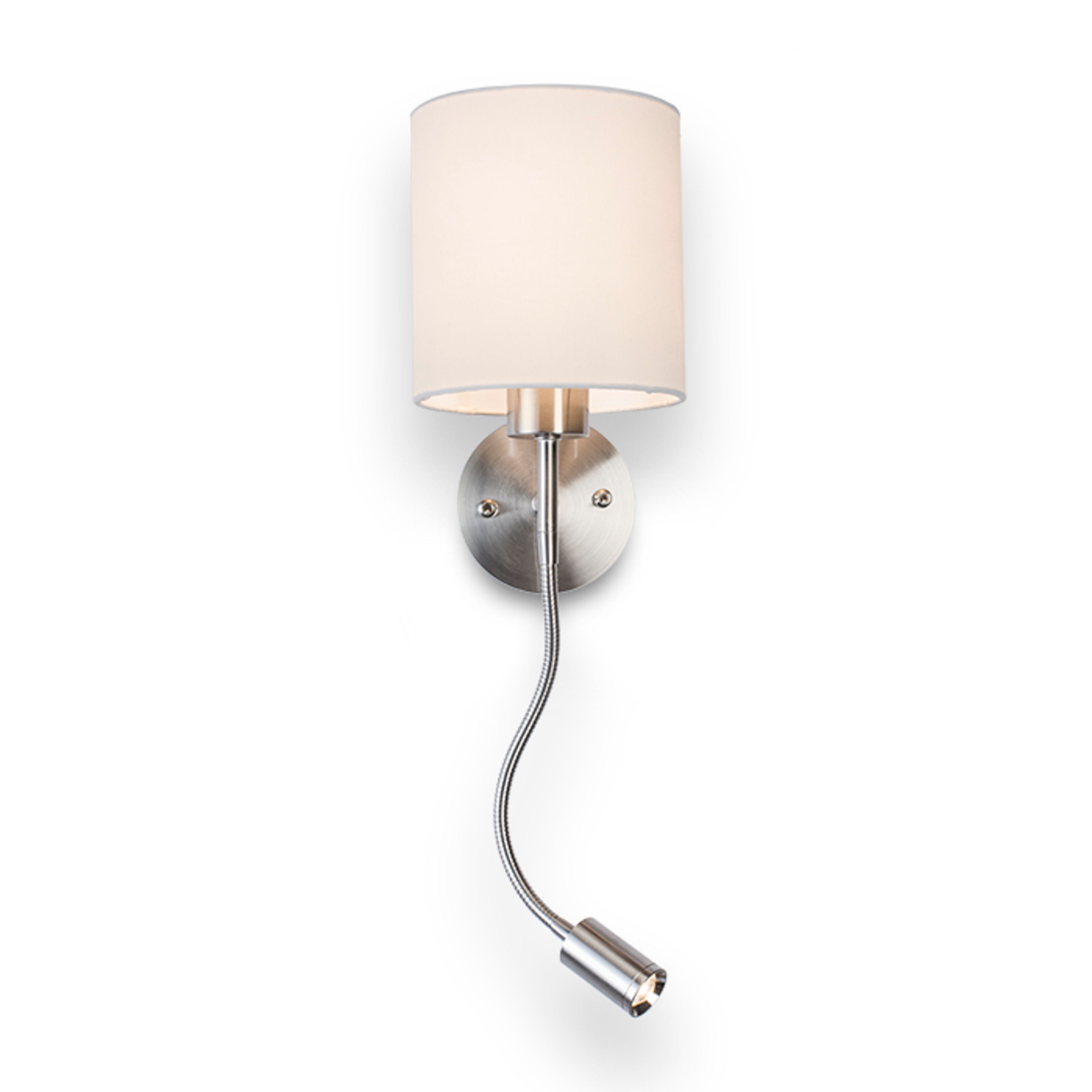 Aplica de perete Versa, nichel mat, abajur alb, LED 15+3W, E27, 3000K - RENDL