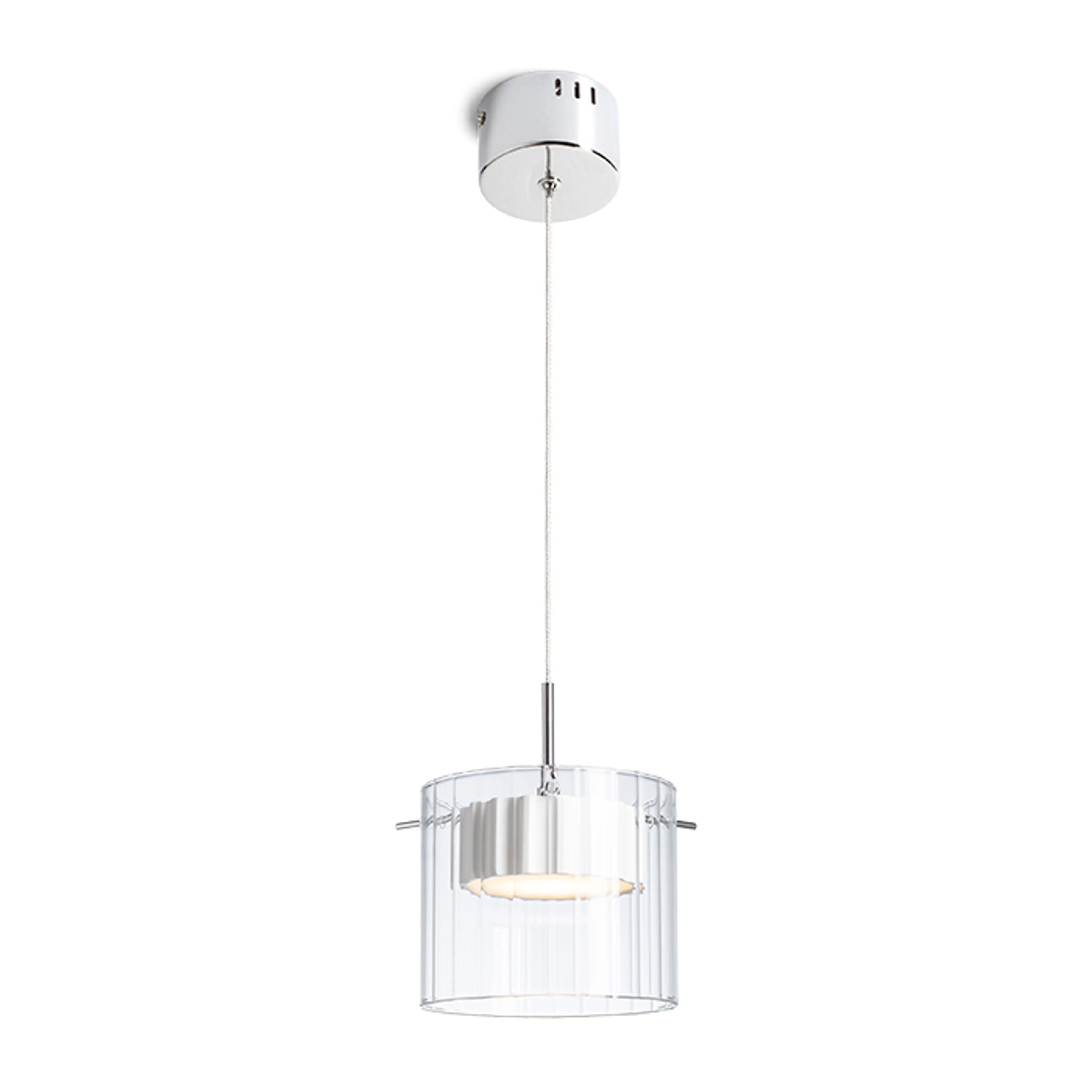 Suspensie Rendl Estra I alb, sticlă transparentă, LED 5W, 3000K, 230V - RENDL