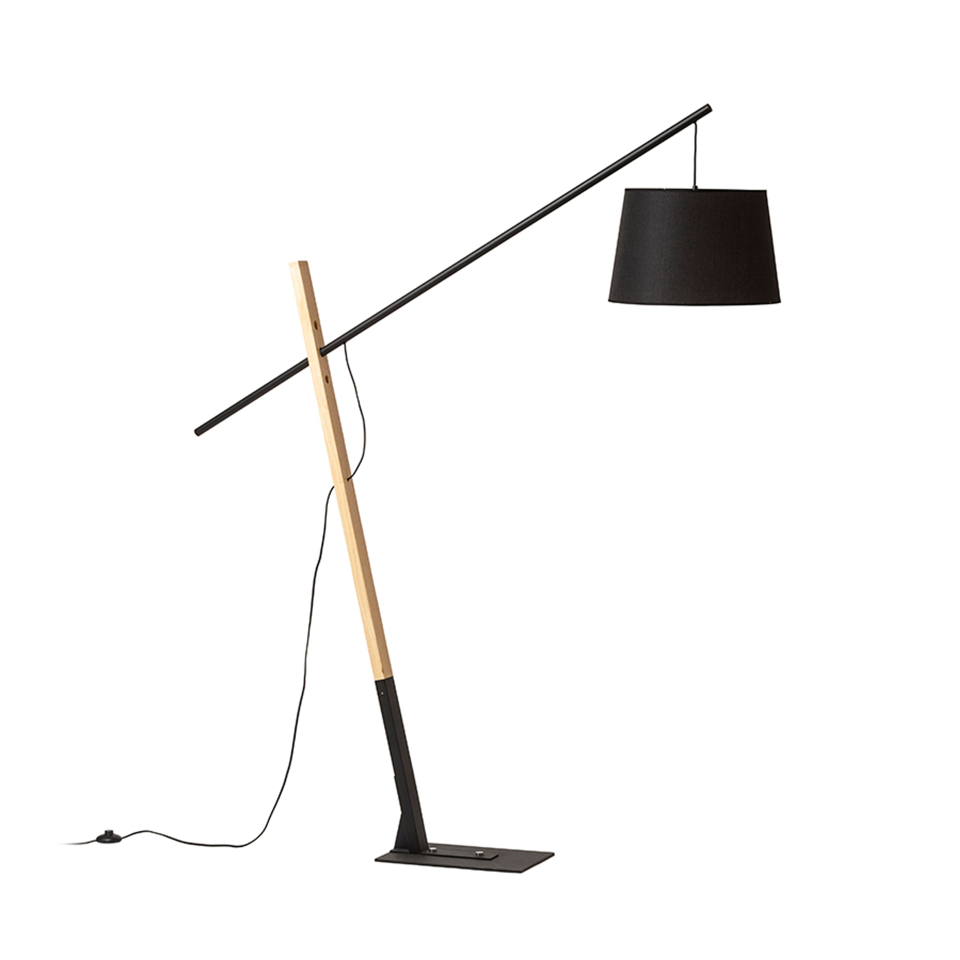 Lampadar Rendl Dante negru, lemn, 230V, LED, E27, 15W - RENDL