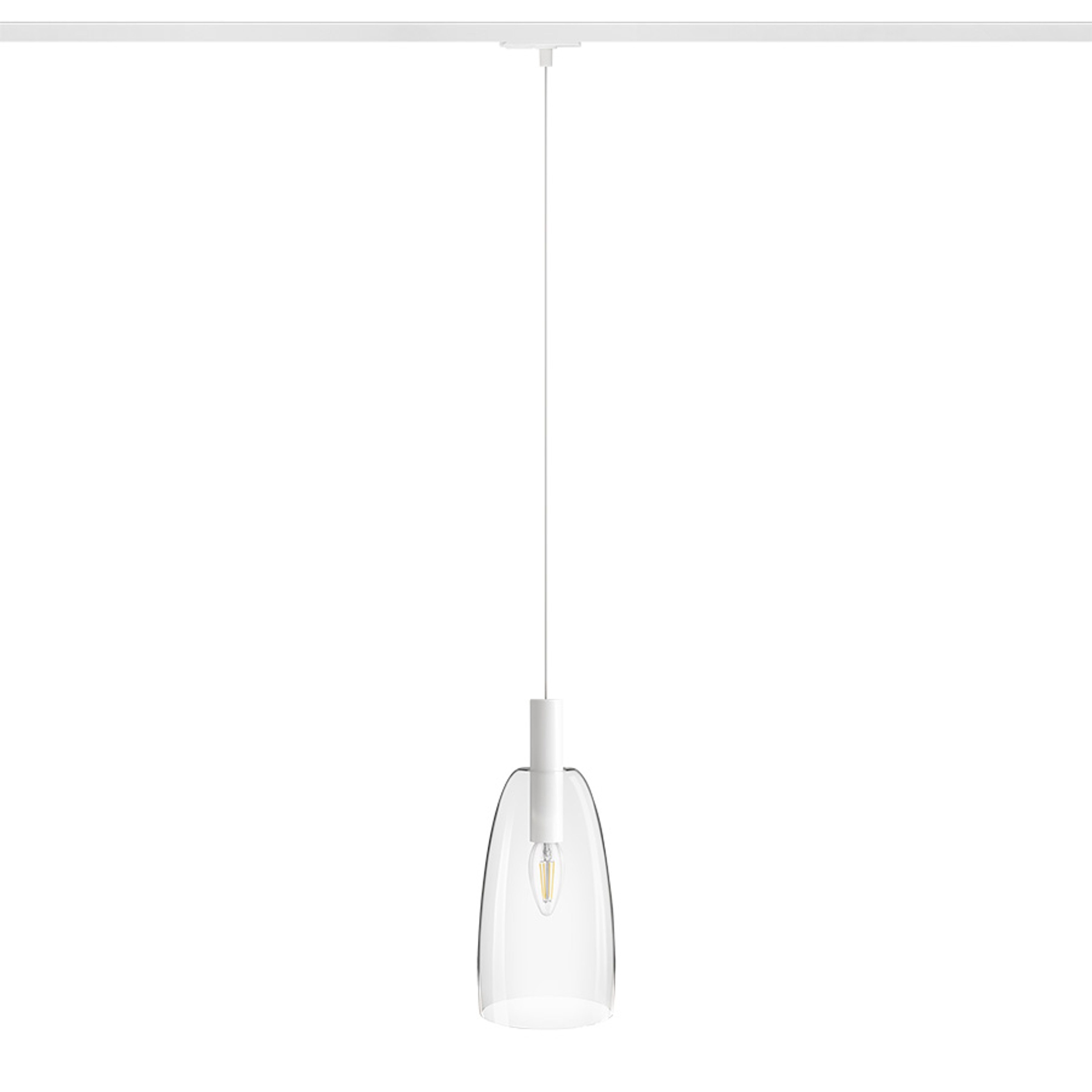 RENDL Bellini L E14 pentru șină 1 circuit, suspendat, alb, sticlă transparentă, 230V, 15W - RENDL