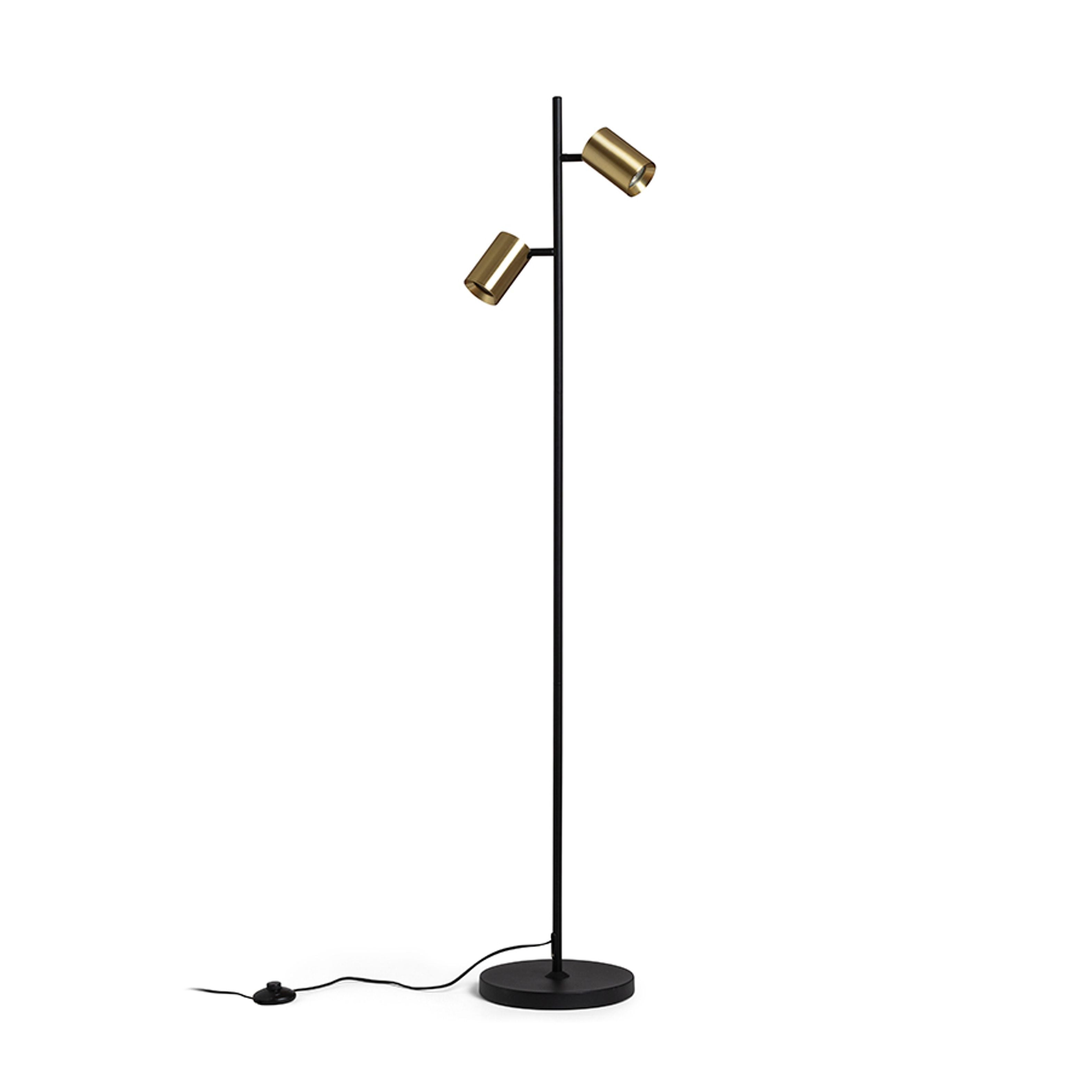 RENDL FLYNN II lampadar negru/alamă pieptănată 230V LED GU10 2x9W - RENDL